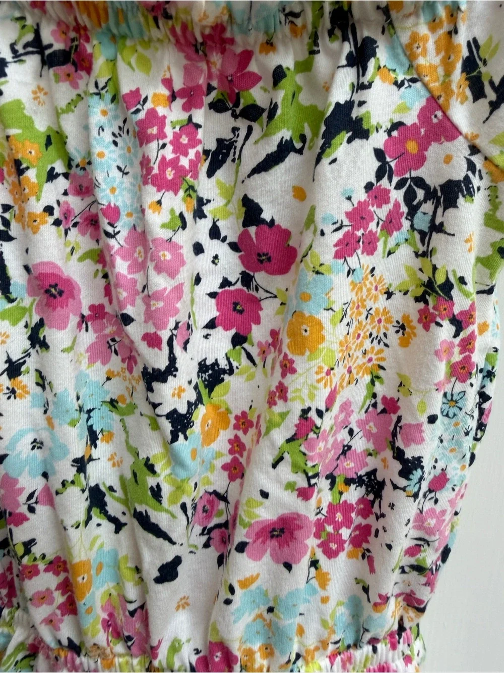 The Children's Place Girls 5T White Floral Off-Shoulder Romper Pink & Yellow